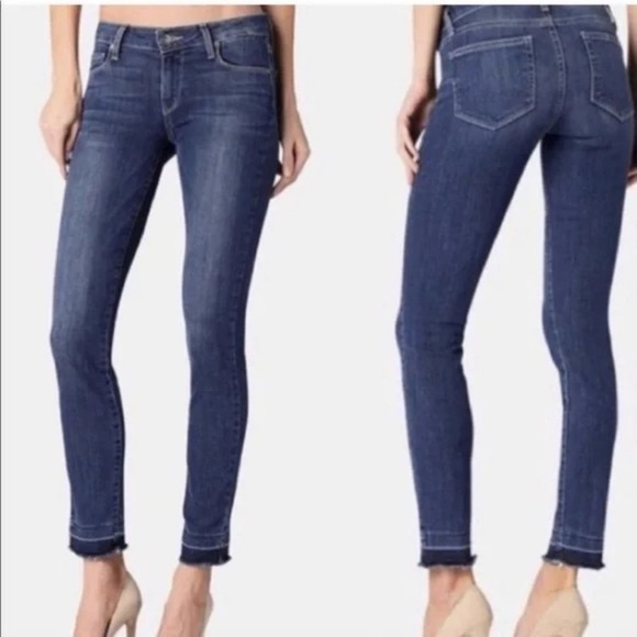 PAIGE Denim - PAIGE Hoxton Ankle Peg Mid Rise Released Fray Hem Jeans